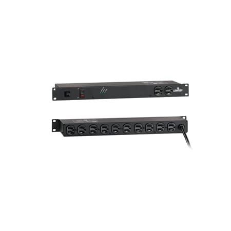 Leviton Outlet Strip, Surge, Rack Mounted, 5-15R, 5-15P, 12 ft., Black 5500-190